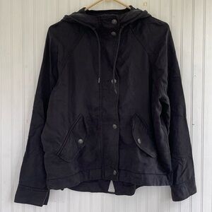 American Eagle Women's Black Hoodie Drapey OVERSIZED Full Zip Jacket Size XS